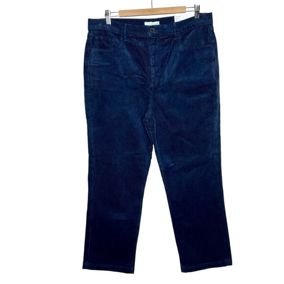 LOFT Straight High Rise Corduroy Pants Blue Womens Size 32/14 Academia Preppy - Picture 1 of 6